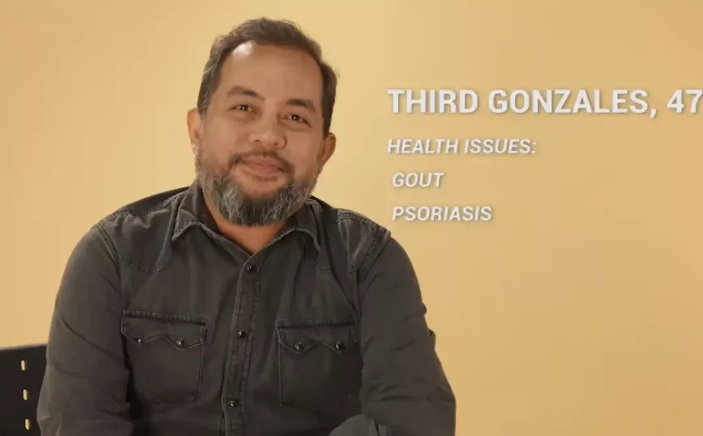 father beats gout and psoriasis